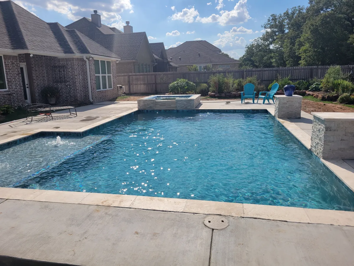 Pool with water fall feature.