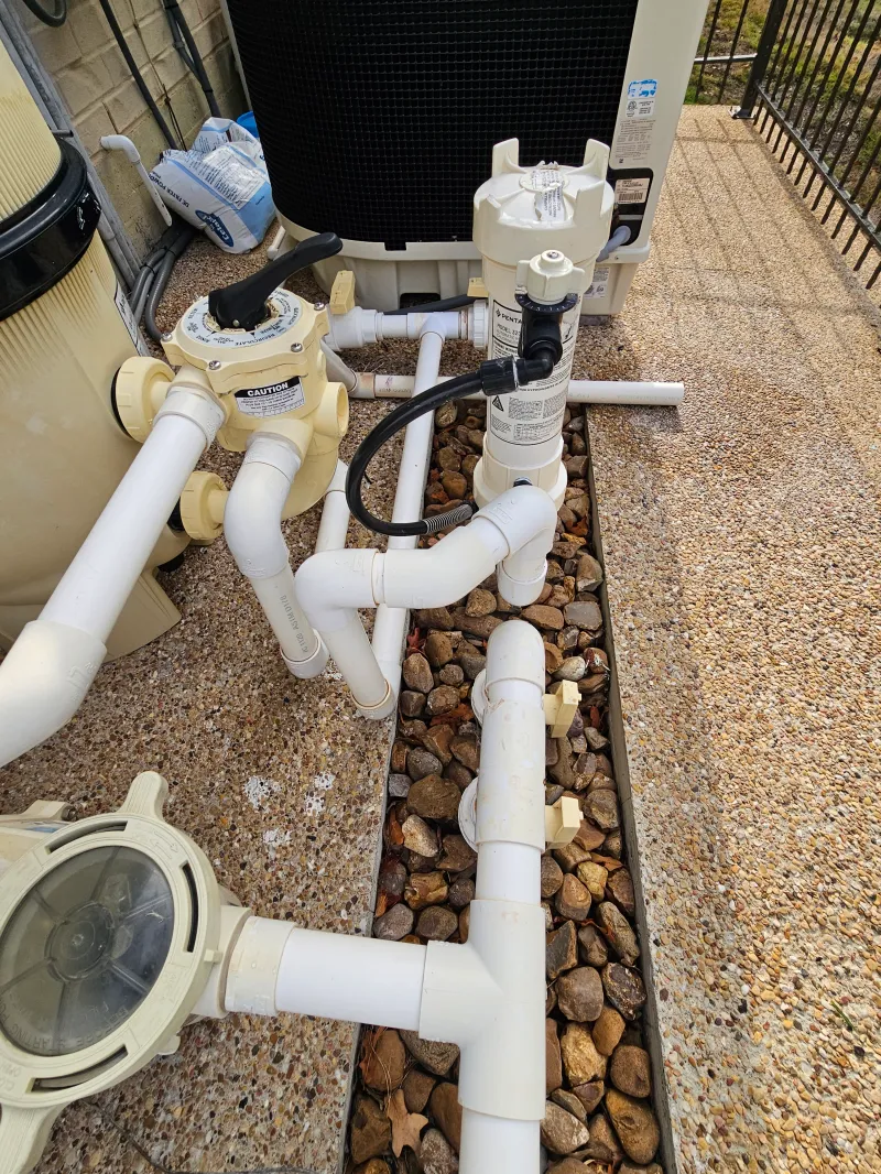 PVC pump system for pool.