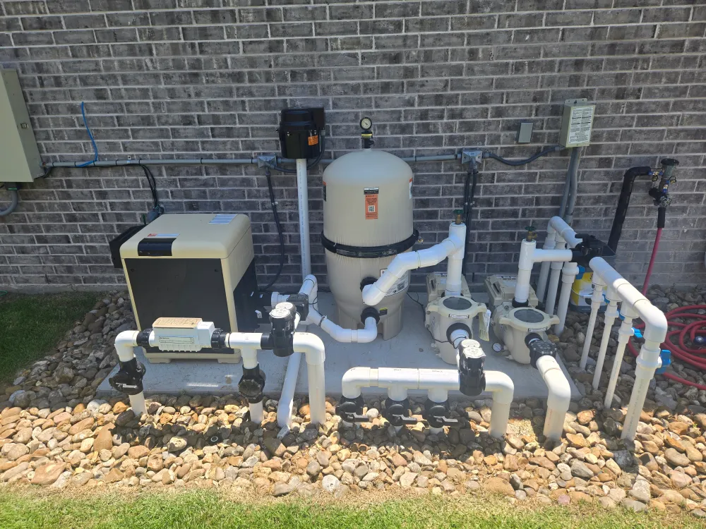 Pool equipment set up for pump and controls.
